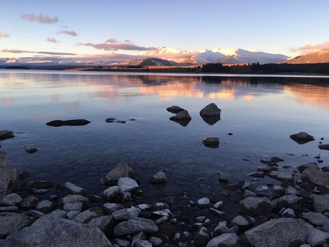 sunset over the lake