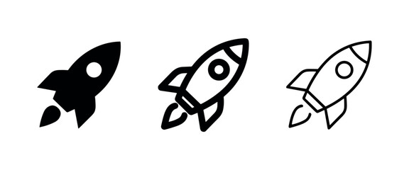 Rocket launch icon set for startups, innovation, and space exploration © liubomir118809