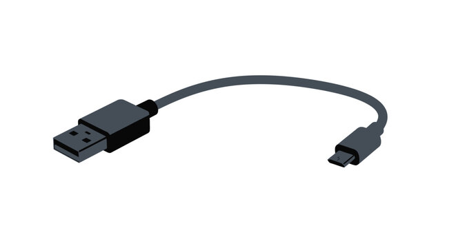 Usb To Micro usb Cable On White Background Vector Illustration