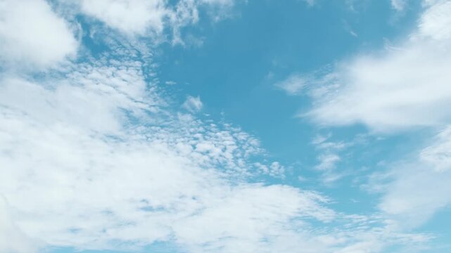 夏の爽やかな青空に広がる巻積雲と高積雲