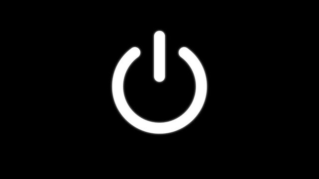 Power buttons stop and start to do icon, Abstract circle power button icon animated for start or shut down control minimalist icon animation, on black background. 4k video