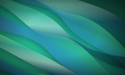 Obraz premium Abstract teal wave background, flowing green silk texture, elegant turquoise curves for corporate presentation backdrop