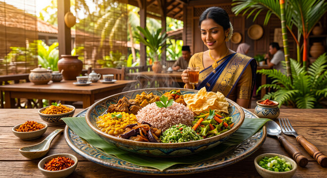 Sri Lankan Rice and Curry Feast with Traditional Island Culture