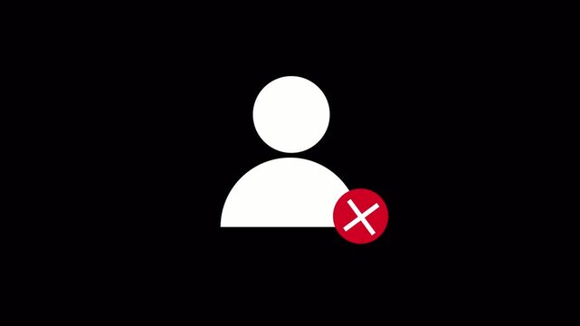 User profile blocked animation. Access Denied User Profile motion graphics. Security and Login Errors prohibition sign 4k video with alpha channel.