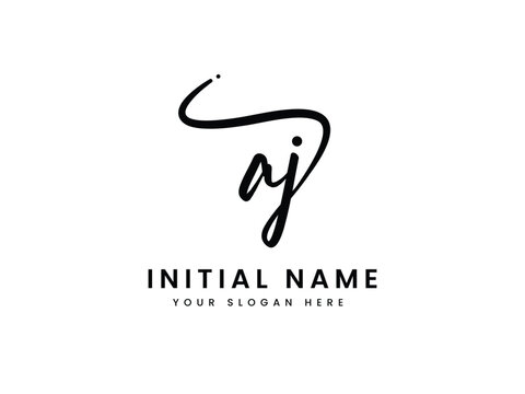 Initial AJ Feminine Signature Monogram Logo Design Vector