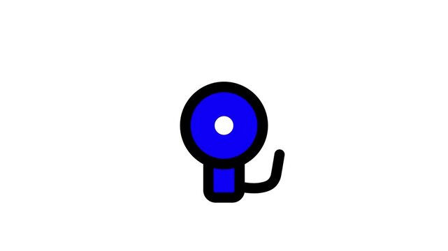 Fire alarm bell ringing with a smooth oscillating motion for emergency warning and safety notification on alpha channel