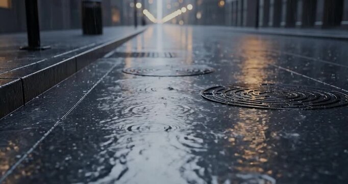 Low angle view of wet asphalt road at night