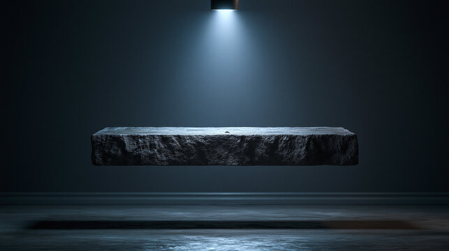 Floating Stone Podium with Spotlight for Product Display