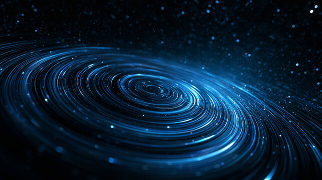 Abstract Glowing Blue Particle Vortex in Digital Space