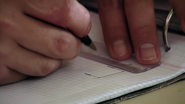 Inmate Vocational Training Student Drawing Circuit Schematic With Ruler - 4K