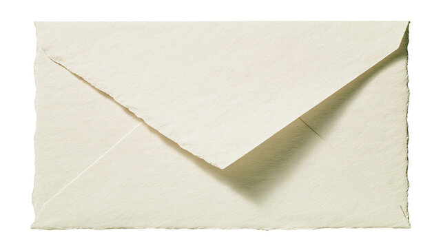 Cream textured paper envelope with torn edges