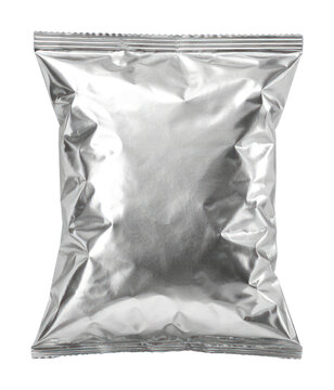 PNG Blank silver snack packaging design.