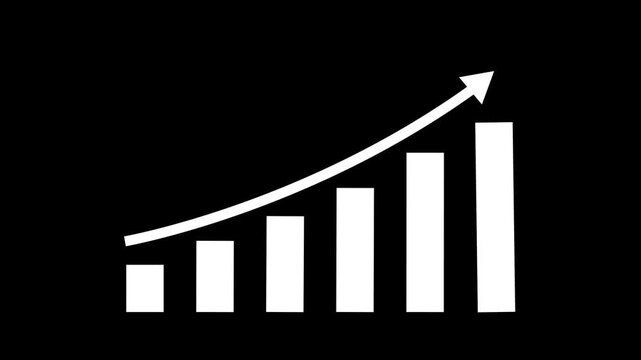 Business growth concept in graph chart animation. . Arrow up graph icon animation.  Clean Hi-tech style technology chart. Motion graphics of business 