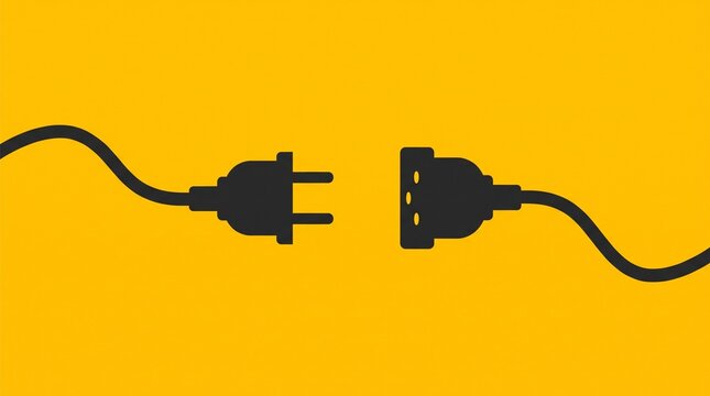 Minimalist conceptual illustration with corresponding socket separated illustration black electrical energy