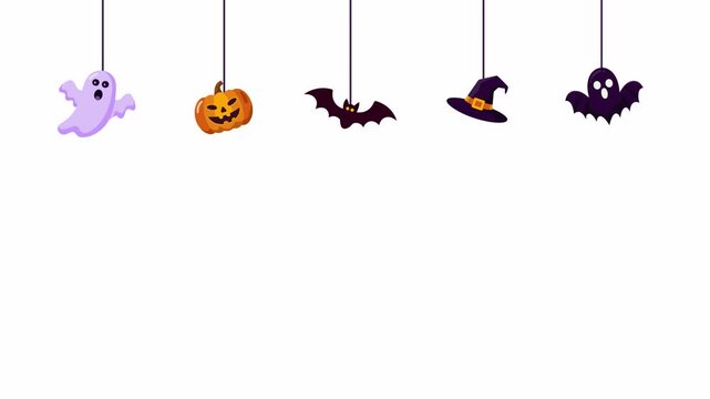 Cute Hanging Halloween Characters Motion Graphic Animation