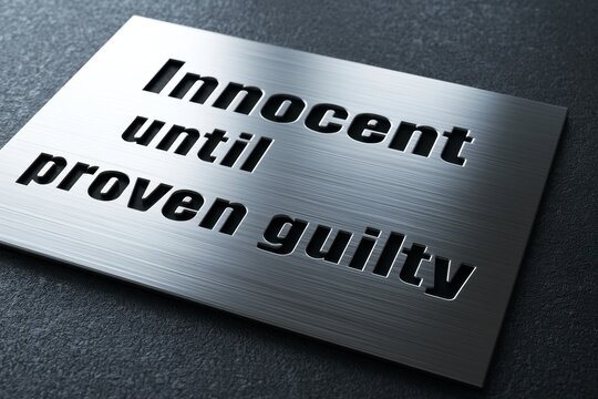 Engraved metal badge with bold motto on dark textured plate, high-detail reflective finish