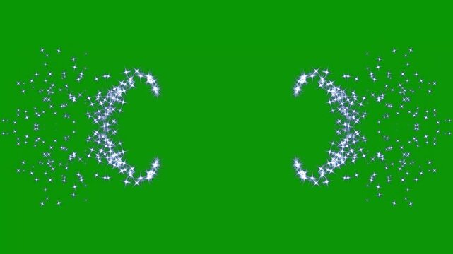 Glowing 2d star sparkle animation, doodle cartoon twinkling stars, glitter burst effect, magic sparkles, glitter line stars, shining sparkle motion, green screen overlay, loop background 4k video