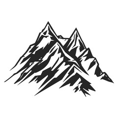 Fototapeta premium Black and white mountain peaks forming a stylized landscape, depicting the natural grandeur and providing a graphic icon for outdoor activities, tourism, and resilient strength