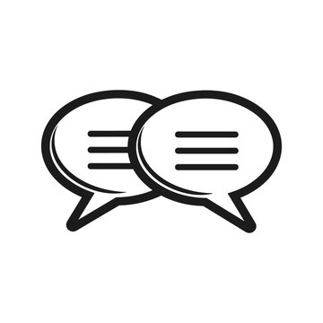 Speech bubbles with text lines representing global communication, online messaging, social networking, discussion, and digital collaboration in web design and mobile applications