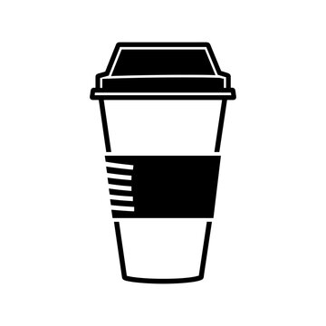 Takeaway coffee cup icon representing morning routine, caffeine, and a quick on the go beverage, ideal for cafe menus, digital apps, and advertising hot drinks