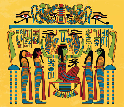 Naphtha and sons of Horus , Ancient Egyptian illustration