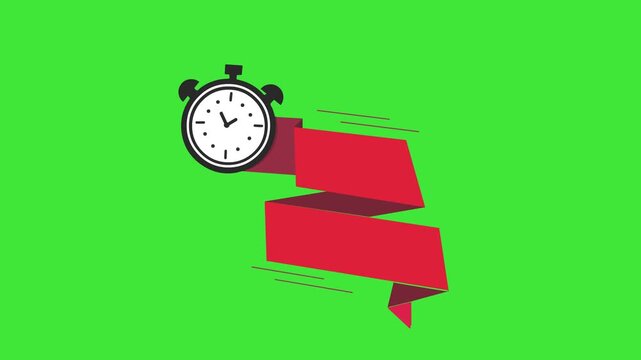Limited Time Offer Sale Banner with Stopwatch and Red Ribbon
