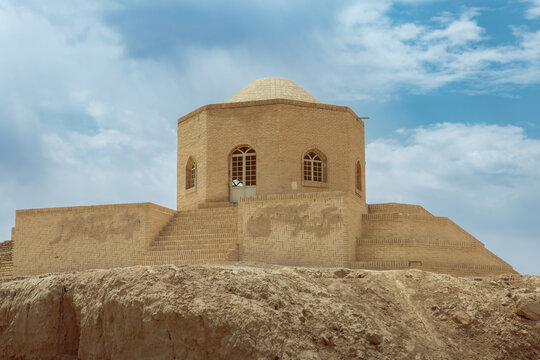 Architectural view of the historical Tomb of Amir Oveis (a commander of Shah Ismail Safavi) in Ardestan, Isfahan province, Iran. 