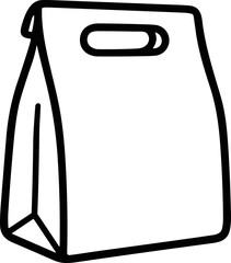 Fototapeta premium Simple cartoon lunch bag with handle, isolated on white, hand-drawn illustration