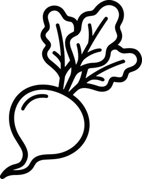 Radish Outline Icon Vector Art