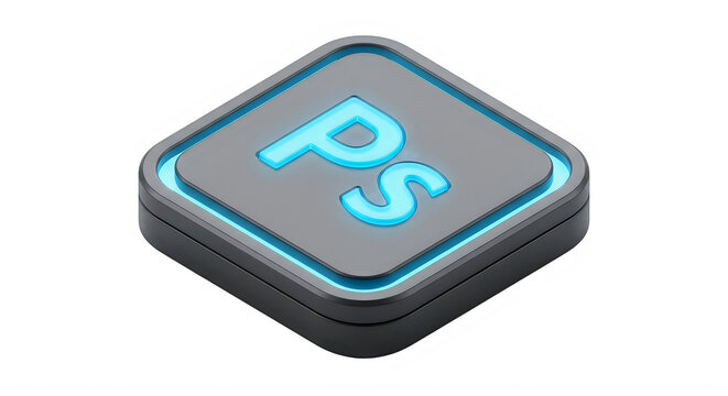 Flat icon of a photoshop shortcut key with blue outline