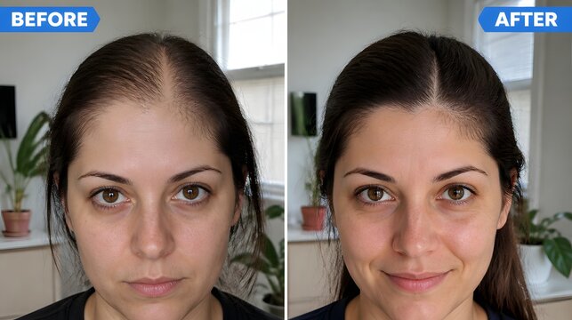 Before and After Hair Transplant Treatment &ndash; Woman's Hairline Restoration Comparison