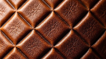 Fototapeta premium Luxury Brown Leather Quilted Texture Close-up