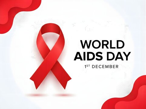 World aids day awareness red ribbon isolated on white background
