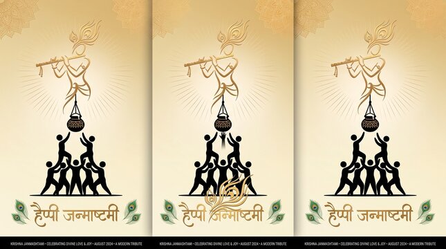 Krishna janmashtami celebration with dahi handi pyramid