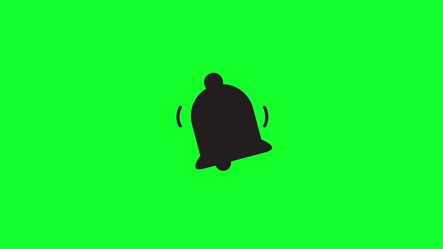 Animated cartoon bell icon ringing on a green screen background for video element use.