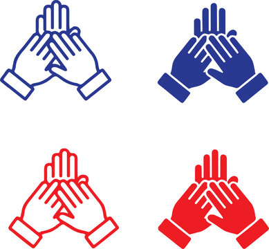 Teamwork hands stack icon set, unity and collaboration concept vector illustration 