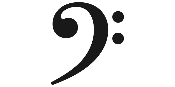 Bass clef music symbol icon isolated on transparent background for musical notation design.