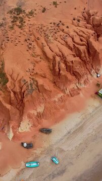 Dramatic Red Rock Erosion Patterns, Canoa Quebrada, Brazil