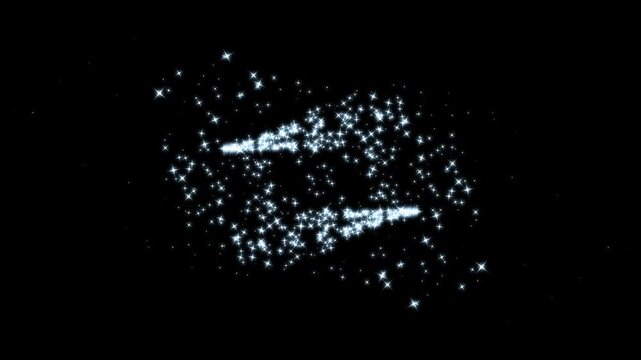 Sparkling star line effect. fast glittering star lines. white doodle stars while magic sparkles glitter, luxury white shimmer, magic sparkling bokeh effect, black background sparkle animation 4k.