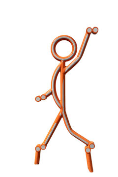 Orange Reflective Pedestrian Safety Mascot Figure Isolated on White Background