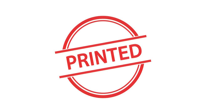 A bold red stamp reading printed with a thick border and diagonal lines across the text to indicate a stamped or marked status