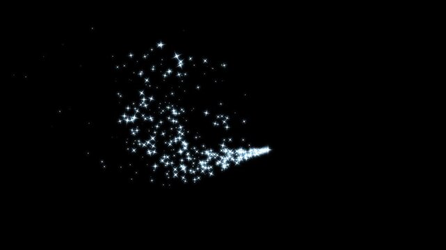 fast line glitter motion,  twinkle magic dust animation, shimmering glitter line stars effect. shimmer transition on black screen. white glow sparkle burst, sparkling starry line effect 4k.