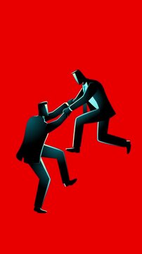 Businessman Helping Colleague Up