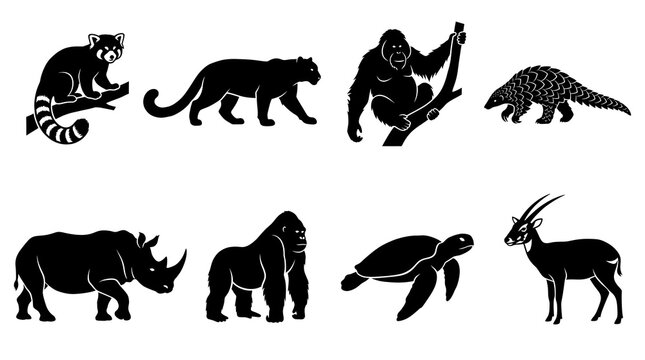 Endangered Wildlife Silhouette Collection