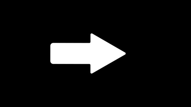 Straight arrow animated moving right direction sign pointer on 4k green screen white and black background
