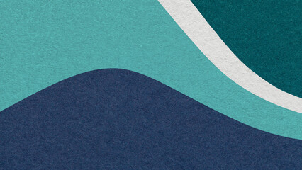 Dark blue abstract fluid wavy layered textured paper background with cyan teal flowing curved waves with copy space for banner © nikol85