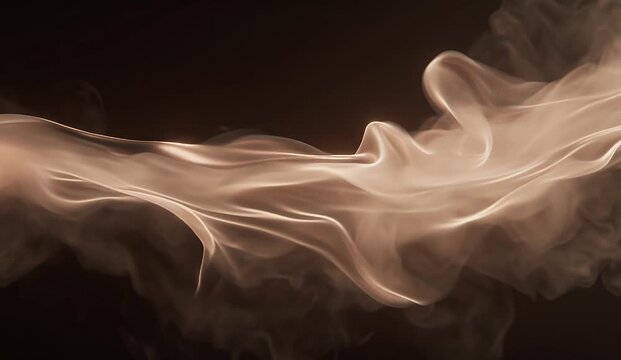 Bronze silk fabric waves flow gracefully across a dark black textured background
