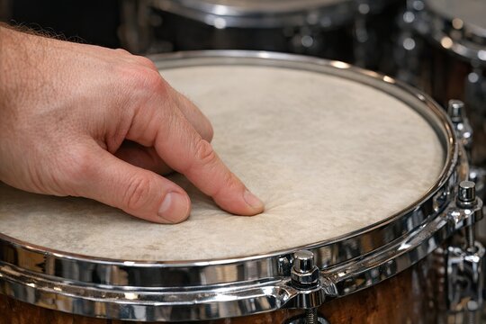 A person playing a drum with their fingers, demonstrating a unique technique