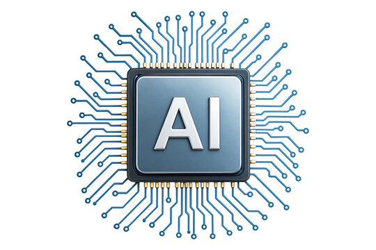 Smart AI processor for machine learning technology Isolated on a Transparent Background