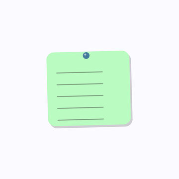 Bright green sticky note with handwritten lines pinned to a white background
